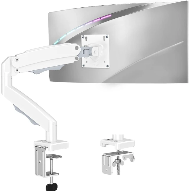 Main image of Single Monitor Mount for 32 27 24 22 inch Screen, Monitor Arm Holds 4.4-22 lbs, Monitor Desk Mount, Gaming & Home Office Use, VESA 75x75mm & 100x100mm, Pro White