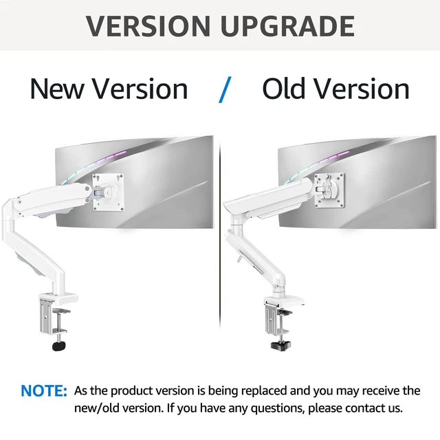 Alt view image 5 of 5 - Single Monitor Mount for 32 27 24 22 inch Screen, Monitor Arm Holds 4.4-22 lbs, Monitor Desk Mount, Gaming & Home Office Use, VESA 75x75mm & 100x100mm, Pro White