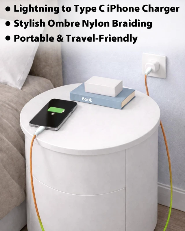 Alt view image 2 of 5 - Travel Depot USB C to Lightning Cable 3 FT, 2 Pack iPhone Charger Cord
