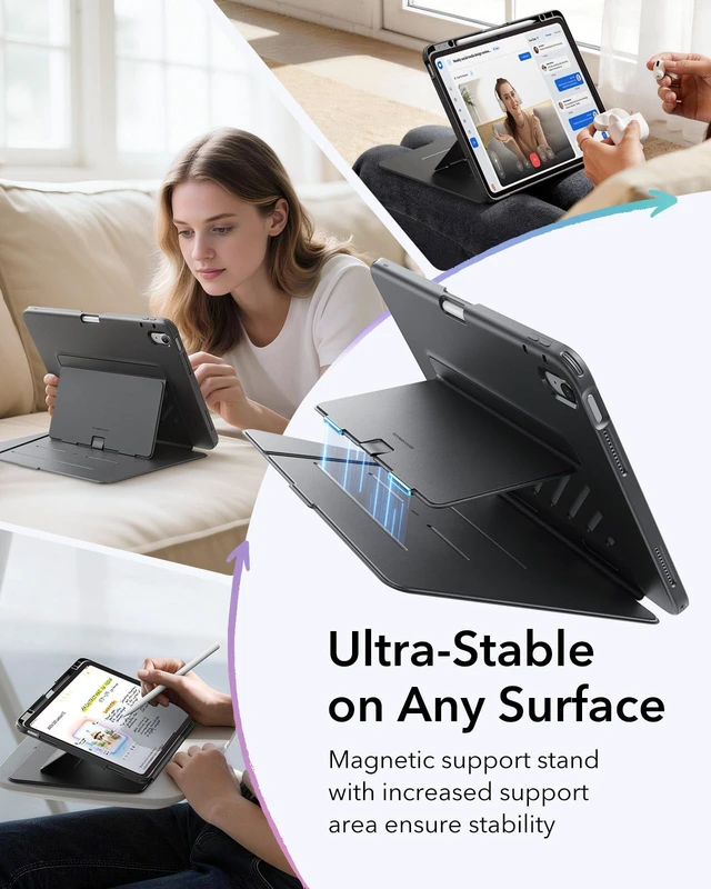 Alt view image 5 of 5 - ESR for iPad Air 13 Inch M4/M3/M2 Case, Flip Series, Black