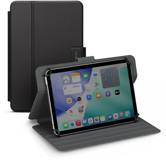 Main image of Targus Safe Fit Universal Rotating Tablet Case for 6.8-9" Tablets, Military-Grade Drop Protection, 360-Degree Rotating Stand, iPad, Samsung Galaxy Tab & Android Tablets, Black (THZ784GL)