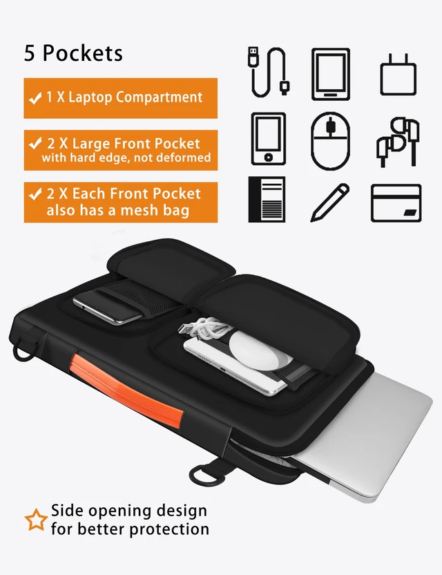 Alt view image 4 of 5 - Alfheim Laptop Bag 15,6-16 inch Laptop Cover, 360 Protective Waterproof Shockproof Lightweight MacBook Pro 16 Notebook Briefcase, Compatible with ASUS Lenovo Dell Samsung