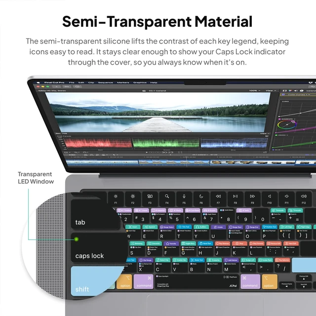 Alt view image 4 of 5 - JCPal Final Cut Pro Shortcut Guide Keyboard Cover for MacBook Pro/Air/Neo