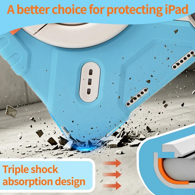 Alt view image 3 of 5 - Pepkoo Kids Case for iPad Air5/4th & iPad Pro11 1-4th,Heavy Duty Shockproof