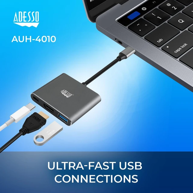 Alt view image 3 of 5 - Adesso USB C Docking Station Multiport Adapter Dongle Type C Hub HDMI Support 4K@30Hz, 100W Max PD Charging, USB for MacBook Windows Laptop (TAA Compliant)