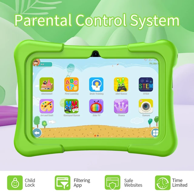 Alt view image 4 of 5 - PRITOM 7 inch Kids Tablet, 32GB, WiFi, Kids Apps, Parental Control, Green