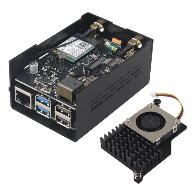 Alt view image 2 of 5 - ZDE ZP585 PoE+ HAT PCIe to M.2 E Key WiFi7 6 6E 5 HAT Adapter with ZC501 Aluminum Alloy Case ZP536 Active Cooler for Raspberry Pi 5 Support Google TPU WiFi 7 BE200 WIFI6E AX210 MT7922 WIFI6 AX200