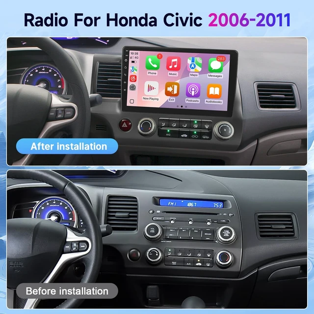 Alt view image 2 of 5 - Leadfan 10.1 Inch Double Din Linux Radio for Honda Civic 2006 to 2011