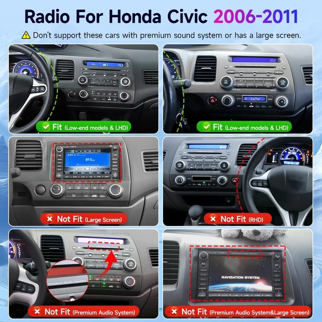 Alt view image 3 of 5 - Leadfan 10.1 Inch Double Din Linux Radio for Honda Civic 2006 to 2011