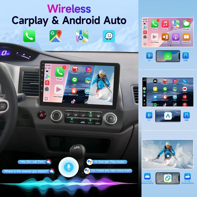 Alt view image 5 of 5 - Leadfan 10.1 Inch Double Din Linux Radio for Honda Civic 2006 to 2011