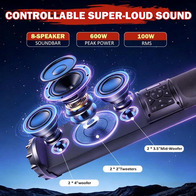 Alt view image 2 of 5 - OPL5 32 Inch UTV Sound Bar, Golf Cart Sound bar Waterproof with 8 Speaker