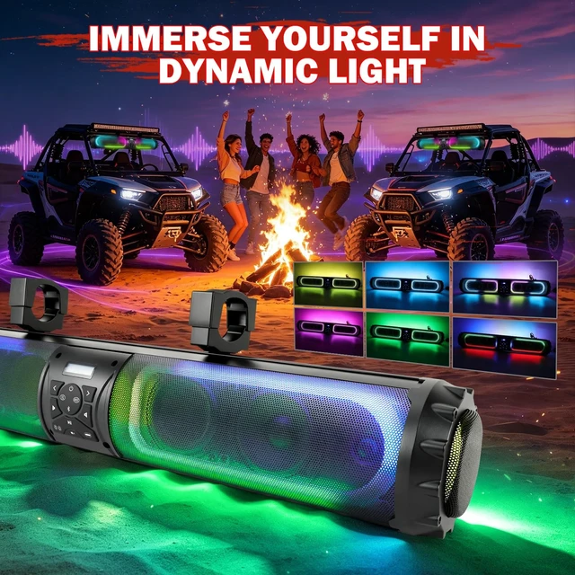 Alt view image 3 of 5 - OPL5 32 Inch UTV Sound Bar, Golf Cart Sound bar Waterproof with 8 Speaker