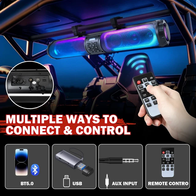 Alt view image 4 of 5 - OPL5 32 Inch UTV Sound Bar, Golf Cart Sound bar Waterproof with 8 Speaker
