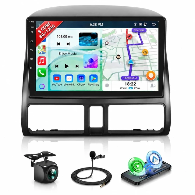 Main image of 8+128G 8 Core Android Car Radio for Honda CRV 2002-2006, 9 Inch QLED Touch Screen Car Stereo Support Wireless Carplay/Android Auto,GPS,WiFi,AM/FM Radio,DSP/Hi-Res Audio+HD Backup Camera
