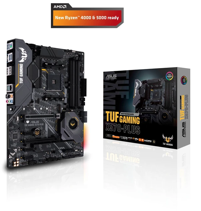Alt view image 2 of 5 - ASUS AM4 TUF Gaming X570-Plus AM4 Zen 3 Ryzen 5000 & 3rd Gen Ryzen ATX Motherboard with PCIe 4.0, Dual M.2, 12+2 with Dr. MOS Power Stage, HDMI
