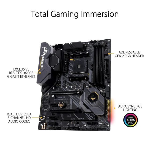 Alt view image 5 of 5 - ASUS AM4 TUF Gaming X570-Plus AM4 Zen 3 Ryzen 5000 & 3rd Gen Ryzen ATX Motherboard with PCIe 4.0, Dual M.2, 12+2 with Dr. MOS Power Stage, HDMI