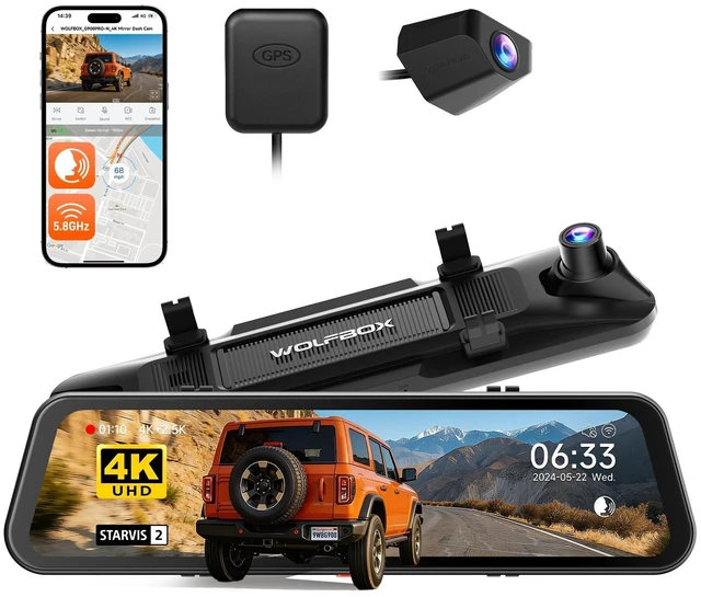 Main image of WOLFBOX G900 PRO-N Mirror Dash Cam with STARVIS 2 IMX678,Front 4K Rear 2.5K