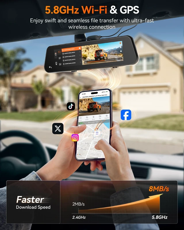 Alt view image 4 of 5 - WOLFBOX G900 PRO-N Mirror Dash Cam with STARVIS 2 IMX678,Front 4K Rear 2.5K