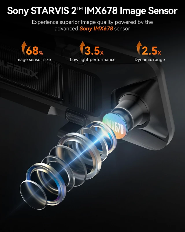 Alt view image 3 of 5 - WOLFBOX G900 PRO-N Mirror Dash Cam with STARVIS 2 IMX678,Front 4K Rear 2.5K