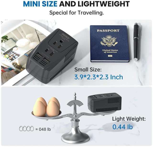 Alt view image 5 of 5 - Upgraded 2000W Voltage Converter US to Europe -220V to 110V Converter for European Travel for Hair Dryer Straightener, 2300W Power Converter Adapter Combo with Dual USB for Tablet Camera Cell Phone