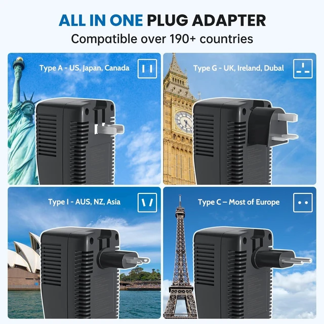 Alt view image 4 of 5 - Upgraded 2000W Voltage Converter US to Europe -220V to 110V Converter for European Travel for Hair Dryer Straightener, 2300W Power Converter Adapter Combo with Dual USB for Tablet Camera Cell Phone