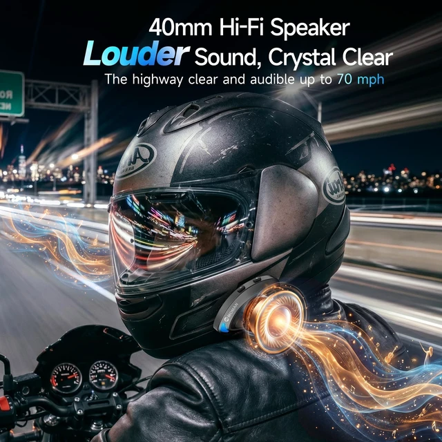 Alt view image 2 of 5 - Moman Motorcycle Helmet Headsets, HandsFree Helmet Speakers (RSS)
