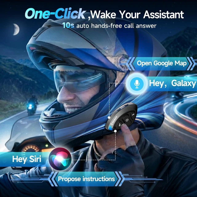 Alt view image 5 of 5 - Moman Motorcycle Helmet Headsets, HandsFree Helmet Speakers (RSS)