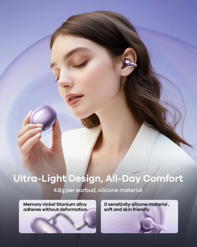 Alt view image 2 of 5 - TALIX Ultra Open Ear Earbuds X6, Clip-On Headphone with Directional Sound, Ultra-Light Comfort Fit, Bluetooth 5.4 Wireless Earbuds, 26H Playtime, Spatial Sound, for Running, Workout& Daily Use(