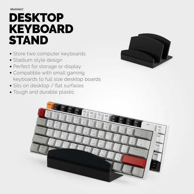 Alt view image 3 of 5 - BRAINWAVZ Dual Desktop Keyboard Stand Holder, Suitable for Small Gaming Keyboards and Large Full-Size Boards, Organize Your Workspace and Keeping it Clutter-Free (D02)