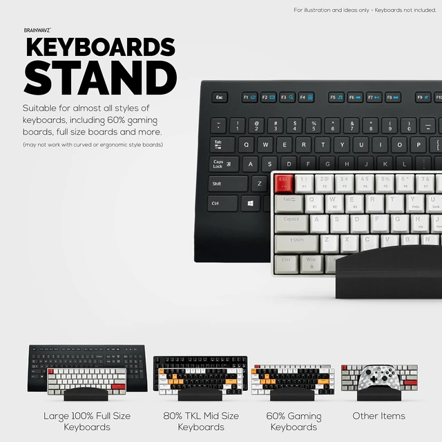 Alt view image 4 of 5 - BRAINWAVZ Dual Desktop Keyboard Stand Holder, Suitable for Small Gaming Keyboards and Large Full-Size Boards, Organize Your Workspace and Keeping it Clutter-Free (D02)