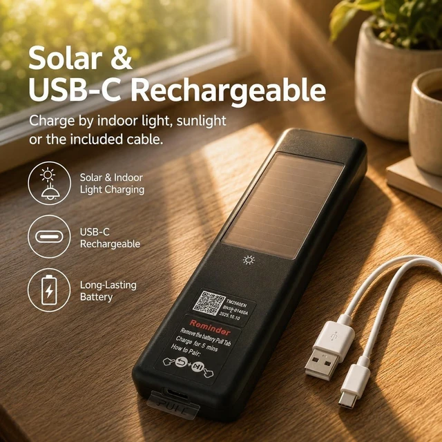 Alt view image 2 of 5 - Rechargeable Solar Voice Remote for Samsung OLED S85H Series Vision AI Smart TV TM2660H QN55S85HAEXZA QN48S85HAEXZA QN65S85HAEXZA QN77S85HAEXZA QN83S85HAEXZA
