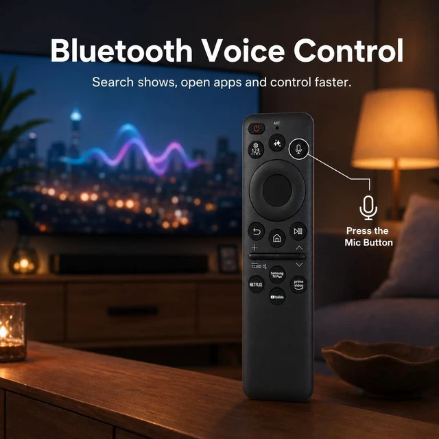 Alt view image 3 of 5 - Rechargeable Solar Voice Remote for Samsung OLED S85H Series Vision AI Smart TV TM2660H QN55S85HAEXZA QN48S85HAEXZA QN65S85HAEXZA QN77S85HAEXZA QN83S85HAEXZA