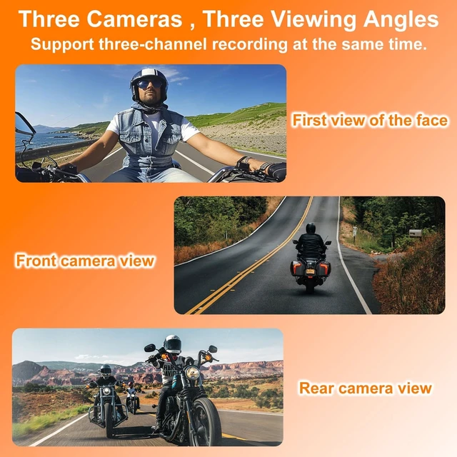 Alt view image 4 of 5 - WEUASTE 6.25' Motorcycle Carplay with Three Dash Cam (Inclues 128G SD),TMPS,GPS Navigation with Wireless Android Auto,Waterproof Touchscreen,Support Siri,Google Assistant,Anti-Glare,Bluetooth