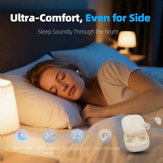 Alt view image 2 of 5 - ZOVIMAX Sleep Earbuds Bluetooth 5.4 in Ear Buds for Sleeping, Cream