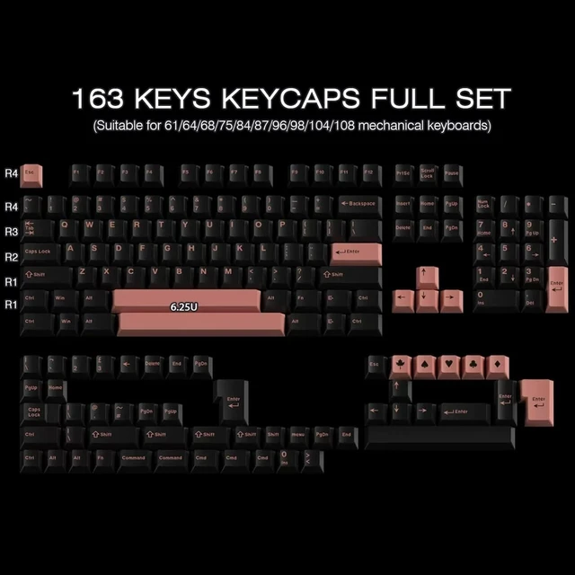 Alt view image 2 of 5 - Hyekit Pink Coral Double Shot PBT Keycaps, 163 Keys Cherry Profile