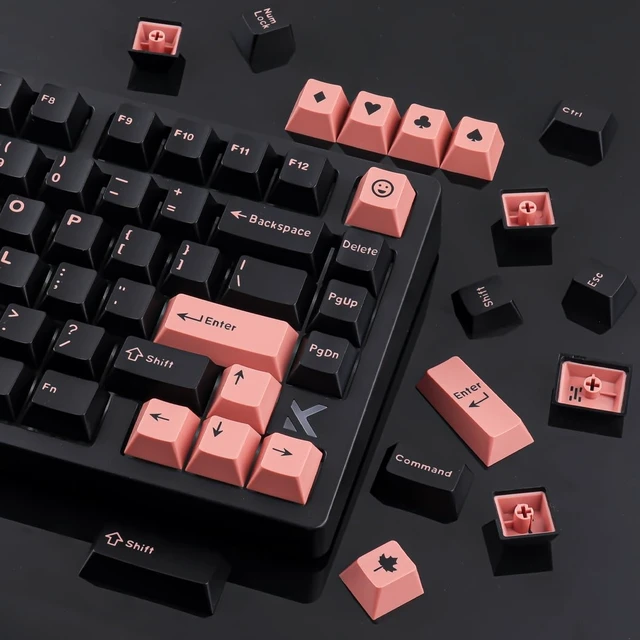 Alt view image 5 of 5 - Hyekit Pink Coral Double Shot PBT Keycaps, 163 Keys Cherry Profile