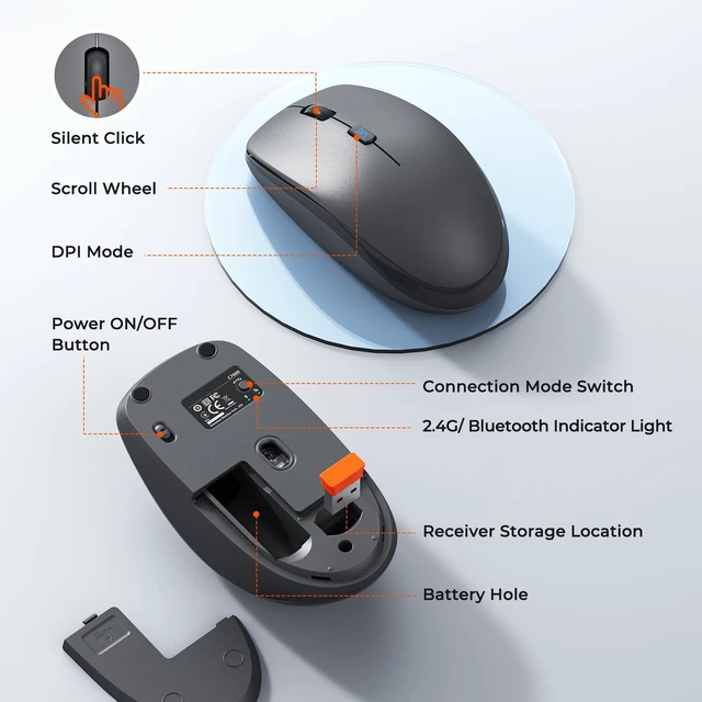 Alt view image 4 of 5 - MEETION Wireless Keyboard Mouse Combo, Silent Full-Size Design, Black