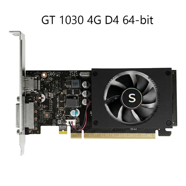 Alt view image 2 of 5 - GT 1030 4GB Graphics Card DDR4 64-bit, HDMI DVI, 2 Displays Support, GPU