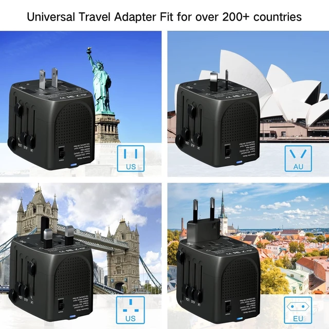 Alt view image 5 of 5 - International Travel Adapter Voltage Converter to Step Down 230V to 120V for Hair straighteners, laptops, Cell Phones, Power converters from USA to UK, Europe, Australia Over 200
