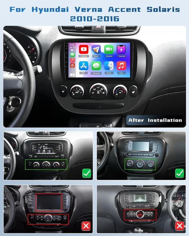 Alt view image 2 of 5 - Hikity Double Din Car Stereo for Kia Soul 2014-2017 9 Inch IPS Touch Screen Wireless Carplay Android Auto Car Radio DSP Bluetooth FM RDS SWC AHD Backup Camera Color Backlight Settings