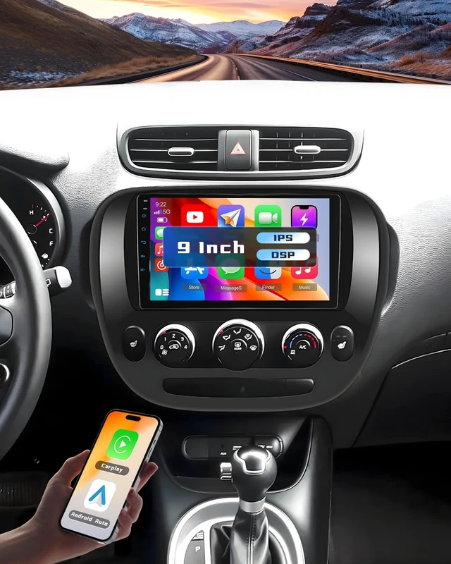 Main image of Hikity Double Din Car Stereo for Kia Soul 2014-2017 9 Inch IPS Touch Screen Wireless Carplay Android Auto Car Radio DSP Bluetooth FM RDS SWC AHD Backup Camera Color Backlight Settings