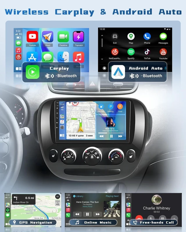 Alt view image 4 of 5 - Hikity Double Din Car Stereo for Kia Soul 2014-2017 9 Inch IPS Touch Screen Wireless Carplay Android Auto Car Radio DSP Bluetooth FM RDS SWC AHD Backup Camera Color Backlight Settings