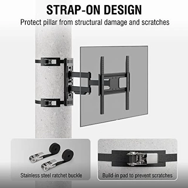 Alt view image 4 of 5 - ZeboZap 32"70" TVs ^^ Outdoor Full Motion TV Mount Fits Pillars & Poles, No Drill Gazebo & Pergola TV Mount, VESA 400x400, Holds 80 lbs