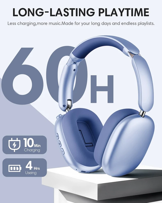Alt view image 5 of 5 - Wentronic Y02 Active Noise Cancelling Wireless Headphones, Blue
