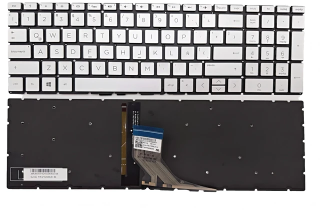 Main image of Laptop Replacement Latin Spanish Layout Keyboard for HP 15-DA 15-DX 15-DK 15-CX 15-CN 15-CR 15-DB 15-DK 15-DR 15-DW 15-DU 15-CS 15-CP 15-CW 15-GW 17-CA 17-CD 17-BY Silver Backlit Laptop Keyboard