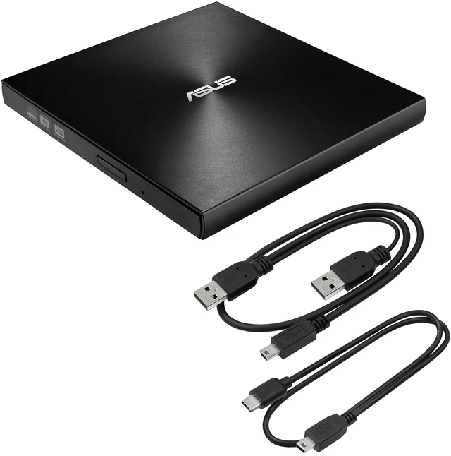 Main image of ASUS ZenDrive Black 13mm External 8X DVD/Burner Drive +/-RW with M-Disc Support, Compatible with Both Mac & Windows and Nero BackItUp for Android Devices (USB 2.0 & Type-C Cables Included)