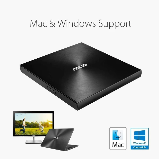 Alt view image 5 of 5 - ASUS ZenDrive Black 13mm External 8X DVD/Burner Drive +/-RW with M-Disc Support, Compatible with Both Mac & Windows and Nero BackItUp for Android Devices (USB 2.0 & Type-C Cables Included)