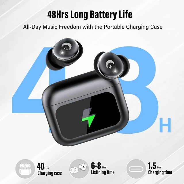 Alt view image 4 of 5 - 2026 Sleep Earbuds Bluetooth 5.4 in Ear Smart Touch Screen Ear Buds, 48H Playtime Mini Sleep Headphones Small Design for Side Sleepers, 5 EQ Modes, Crystal-Clear Calls, IPX7 Waterproof Earphones Black