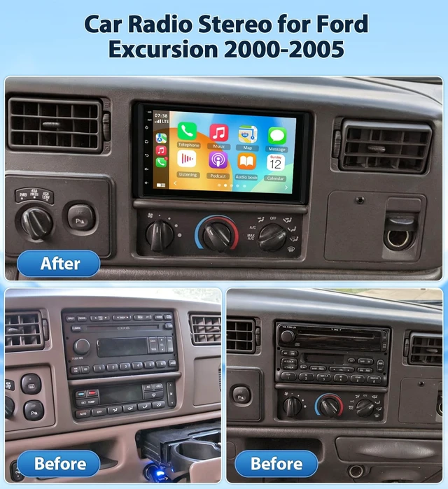 Alt view image 2 of 5 - Android 13 Car Stereo for Ford Excursion 2000-2005 Radio Upgrade 7" IPS Touchscreen for Ford Excursion with Wireless Carplay Android Auto,Mirror Link BT FM Radio WiFi GPS EQ SWC+ Backup Camera-