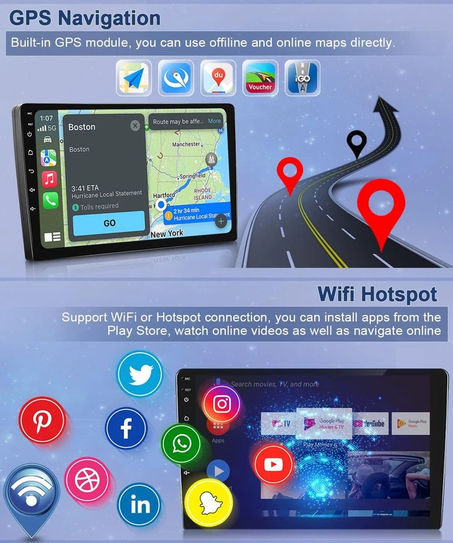 Alt view image 5 of 5 - Android 13 Car Stereo for Ford Excursion 2000-2005 Radio Upgrade 7" IPS Touchscreen for Ford Excursion with Wireless Carplay Android Auto,Mirror Link BT FM Radio WiFi GPS EQ SWC+ Backup Camera-